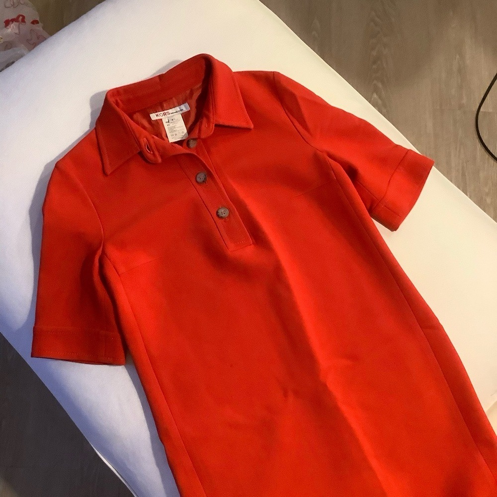 KORS Michael Kors Womens Orange Polo Dress Size 4 Short Sleeve Wool Spandex